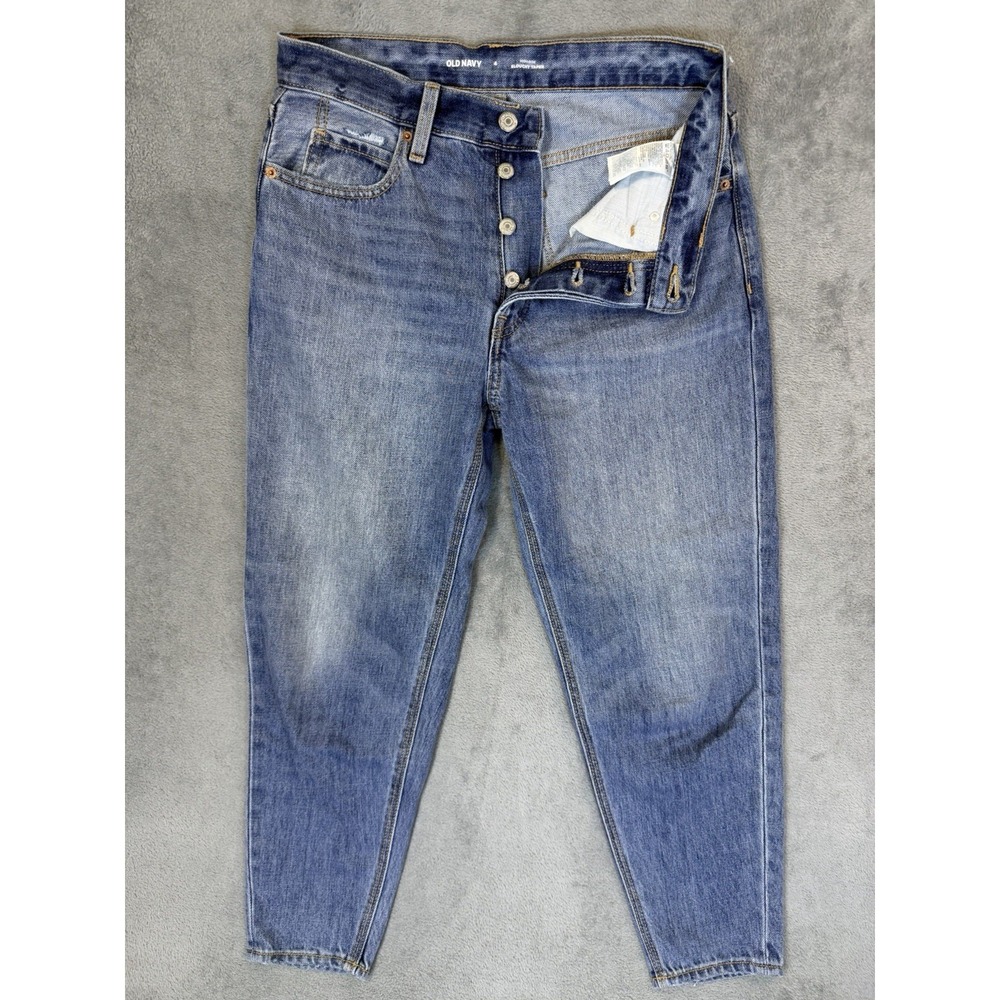 Old Navy Jeans Womens 4 Blue Medium Wash High Rise Slouchy Taper Button Fly